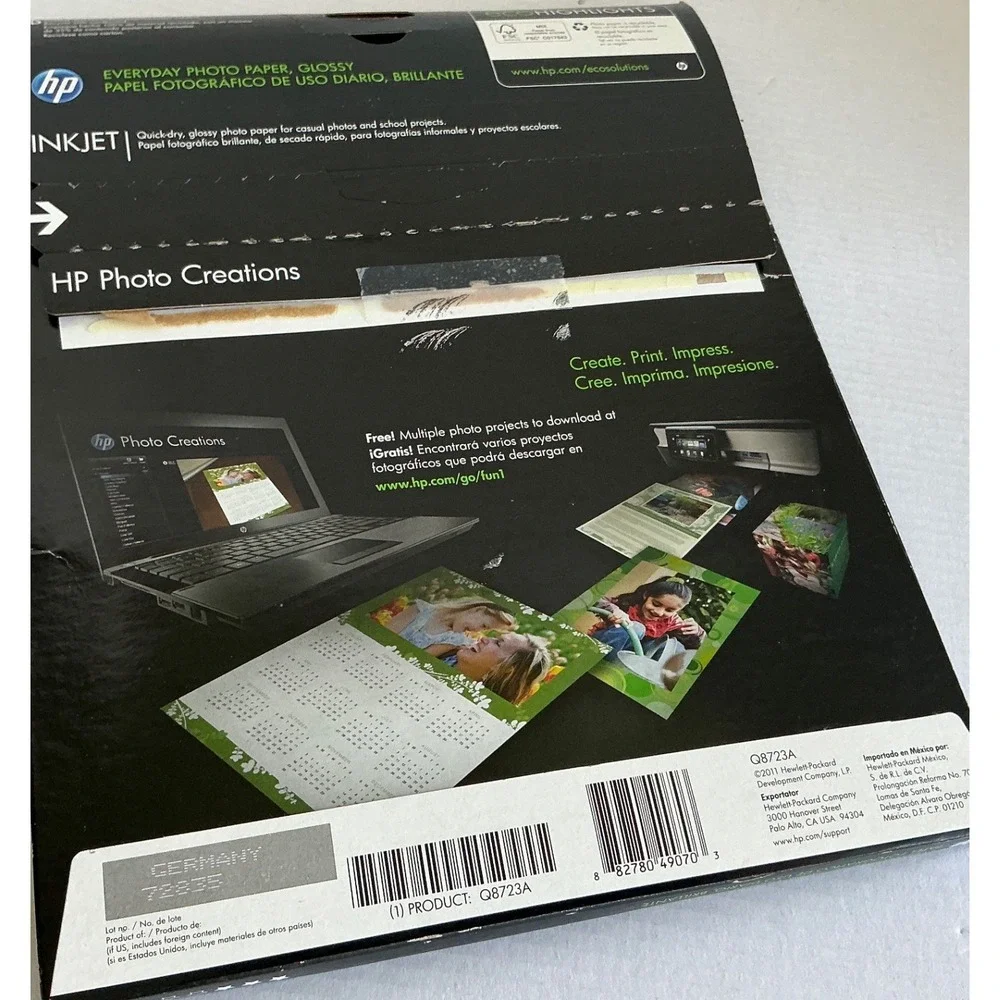 HP Everyday Photo Paper Glossy Inkjet 8.5x11 Aprox. 40 Sheets Q8723A 53lb 200gsm